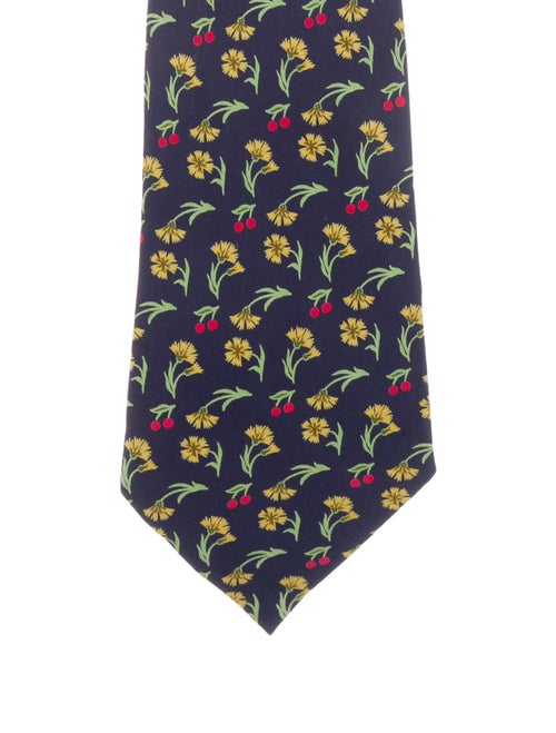 Hermès Printed Silk Tie navy