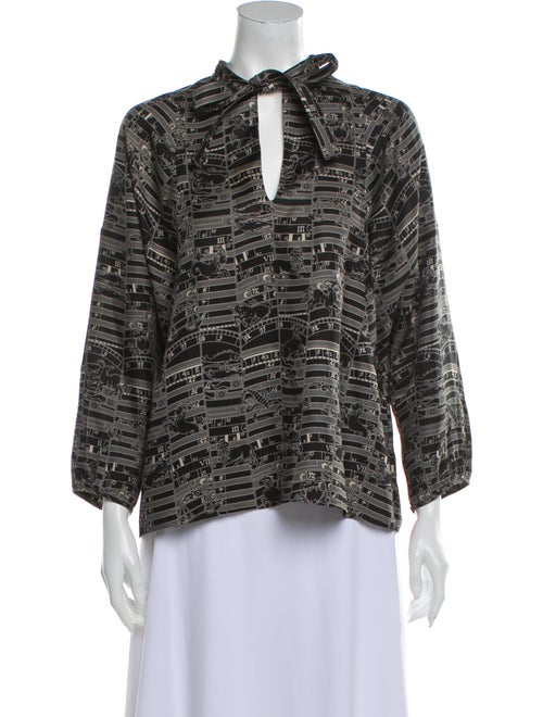 Hermès Silk Printed Blouse Black