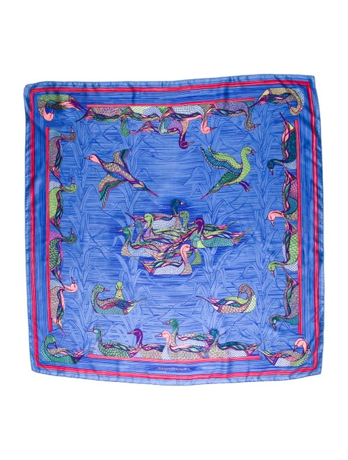 Hermès Mallard Silk Scarf Blue