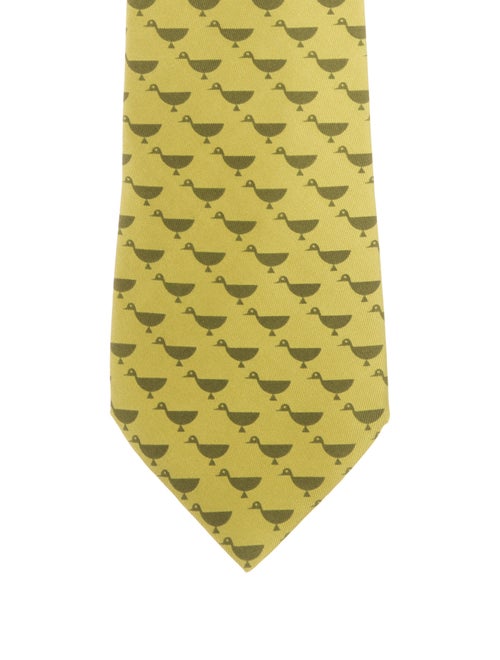 Hermès Silk Bird Tie chartreuse