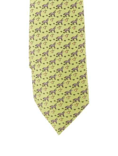 Hermès Silk Horse Tie chartreuse