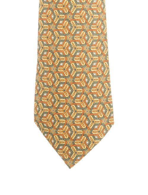 Hermès Silk Geometric Tie orange