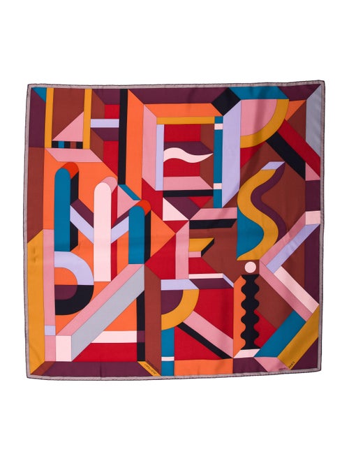 Hermès Perspective Cavalière Silk Scarf Orange