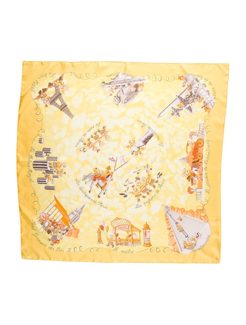 Hermès Les Triplés Silk Scarf yellow