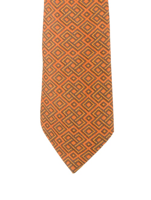 Hermès Silk Geometric Tie orange