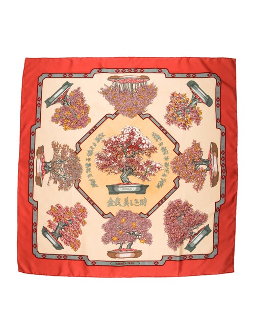 Hermès Bonsaï Silk Scarf Coral