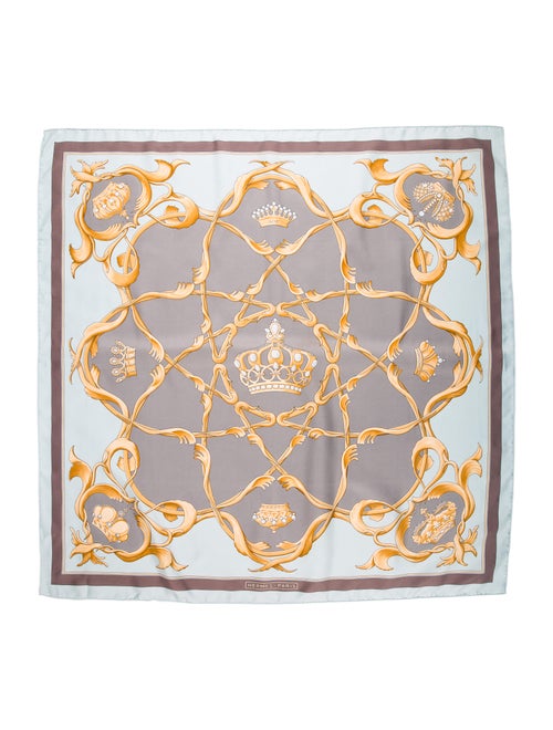 Hermès Couronnes Silk Scarf Grey