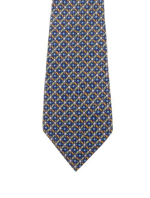 Hermès Printed Silk Tie blue