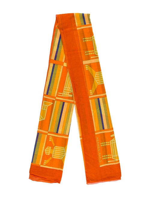 Hermès Printed Cotton Pareo Orange