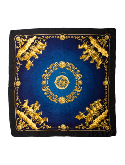 Hermès Cosmos Silk Scarf Black