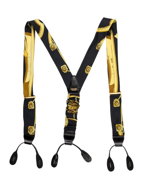 Hermès Silk Printed Suspenders black