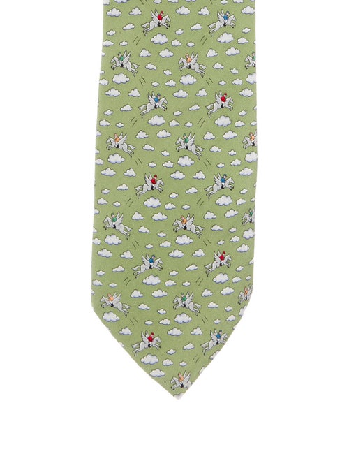 Hermès Printed Silk Tie olive