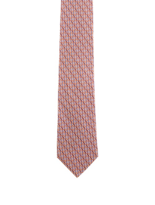 Hermès Patterned Silk Tie orange