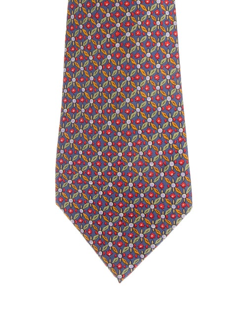 Hermès Printed Silk Tie blue