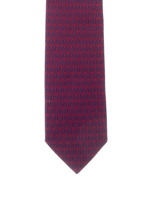 Hermès Silk Patterned Tie navy