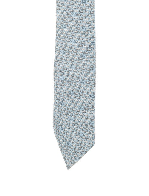 Hermès Whimsical Whales Silk Tie blue