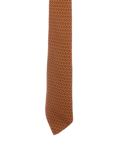 Hermès Silk Patterned Tie orange