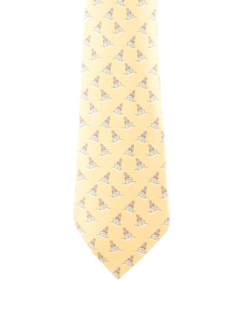 Hermès Printed Silk Tie yellow