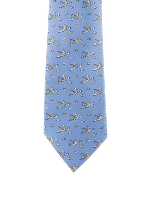 Hermès Printed Silk Tie blue