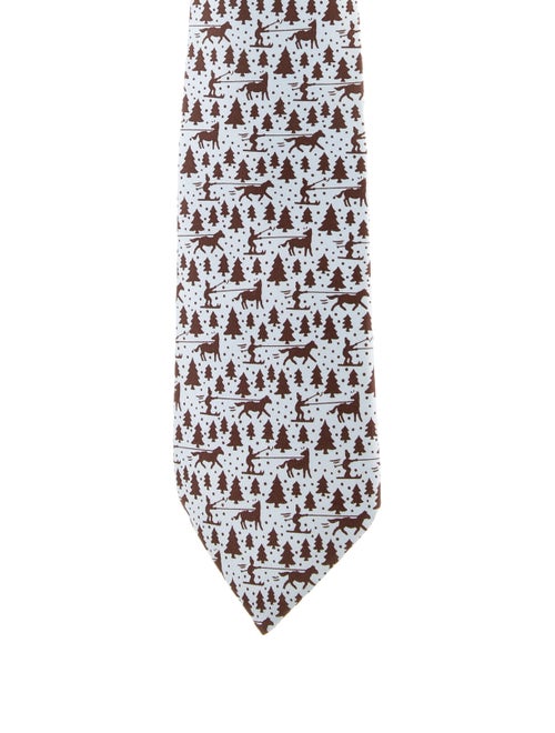 Hermès Printed Silk Tie blue