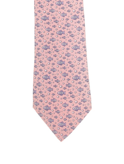 Hermès Printed Silk Tie pink
