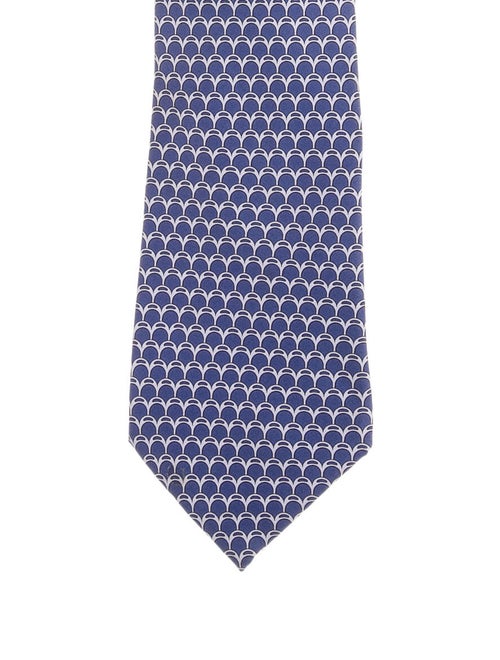 Hermès Printed Silk Tie blue