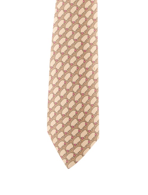 Hermès Printed Silk Tie brown