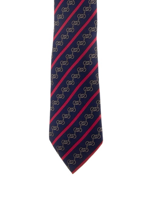 Hermès Printed Silk Tie blue