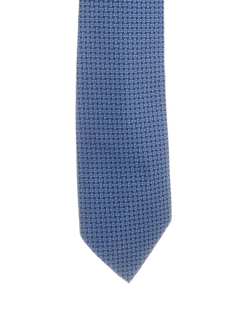 Hermès Vintage Printed Silk Tie blue