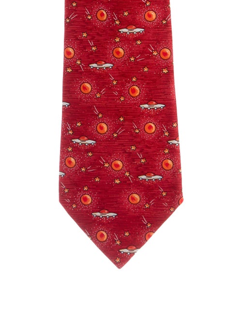 Hermès Silk Printed Tie red