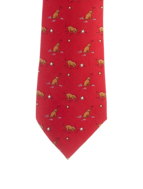 Hermès Silk Printed Tie red