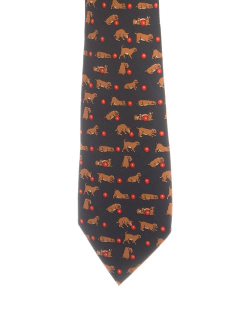 Hermès Silk Printed Tie black