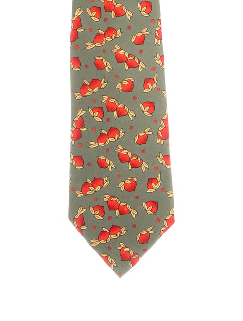 Hermès Silk Printed Tie green