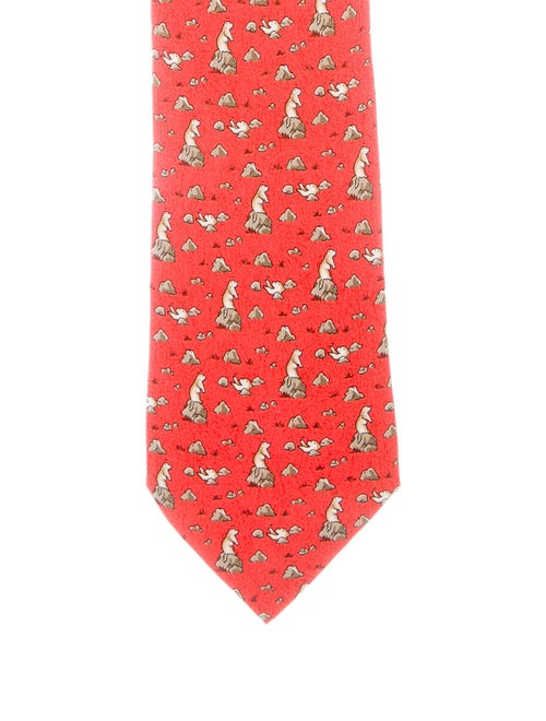 Hermès Silk Printed Tie red