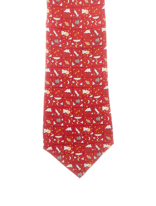 Hermès Silk Printed Tie red