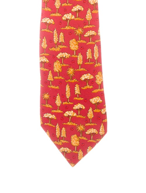 Hermès Silk Printed Tie red