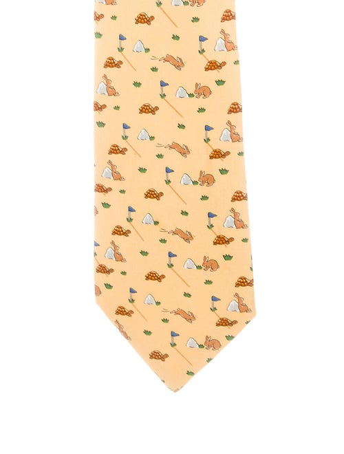 Hermès Silk Printed Tie yellow