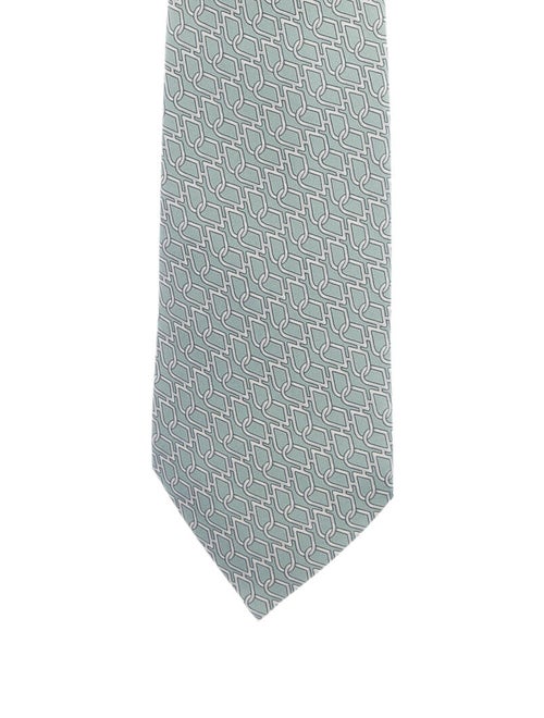 Hermès Silk Printed Tie green