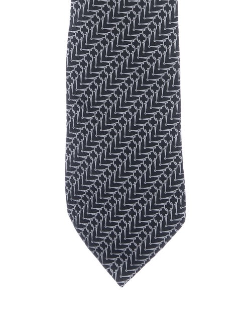 Hermès Printed Silk Tie grey