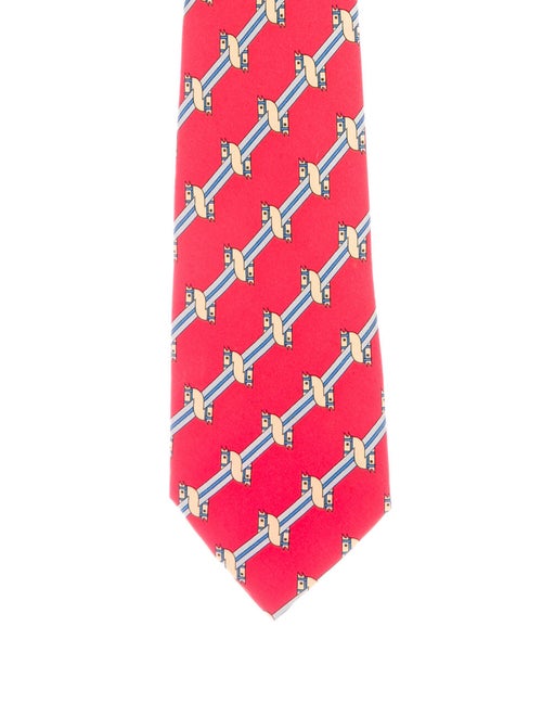 Hermès Silk Printed Tie red