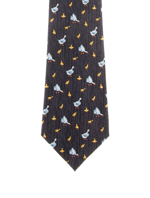 Hermès Printed Silk Tie black