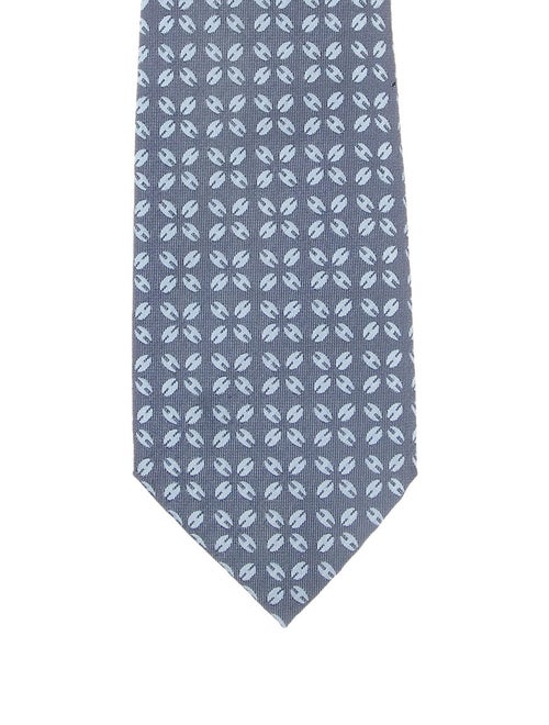 Hermès Patterned Silk Tie blue