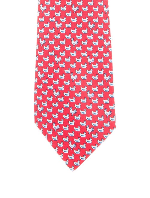 Hermès Printed Silk Tie red