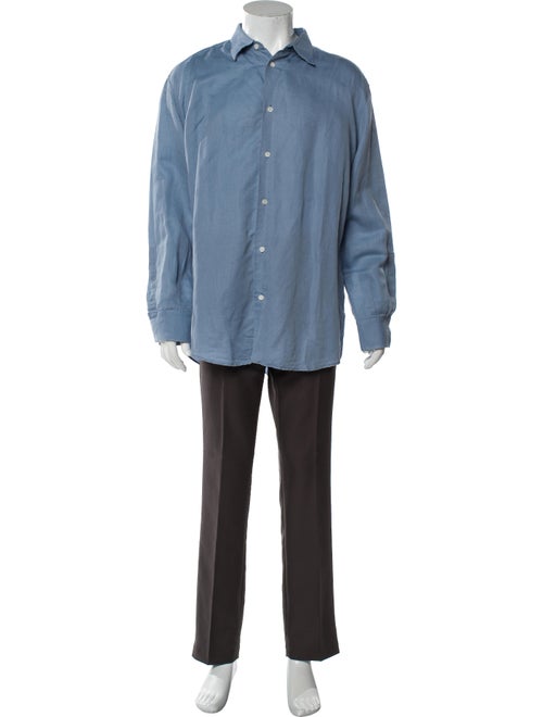 Hermès Linen Long Sleeve Shirt Blue