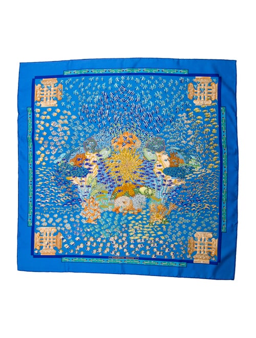 Hermès Rencontre Oceane Silk Scarf Blue