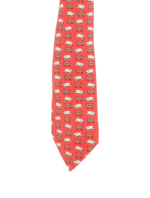 Hermès Printed Silk Tie orange