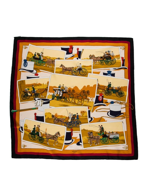 Hermès Attelages Silk Scarf Black