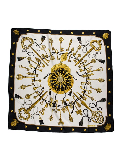 Hermès Les Cles Silk Scarf Black