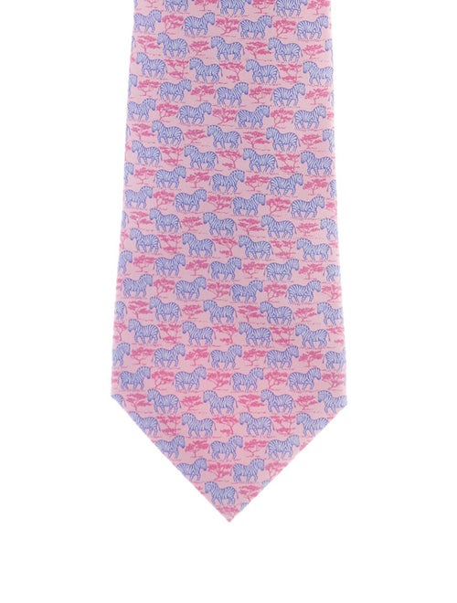Hermès Zebra Print Silk Tie pink