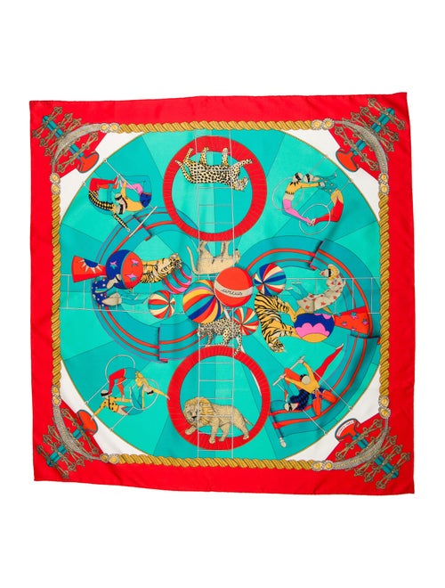 Hermès Circus Silk Scarf Red